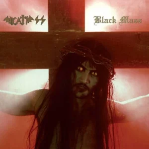 Death SS Black mass Vinyl Reissue in red with black and white splatter